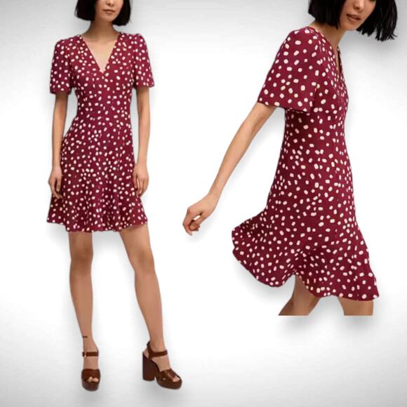 Kate Spade Mallow Crepe Polka Dot Swing Mini Dress Size 00 Romantic Whimsigoth - Picture 1 of 13